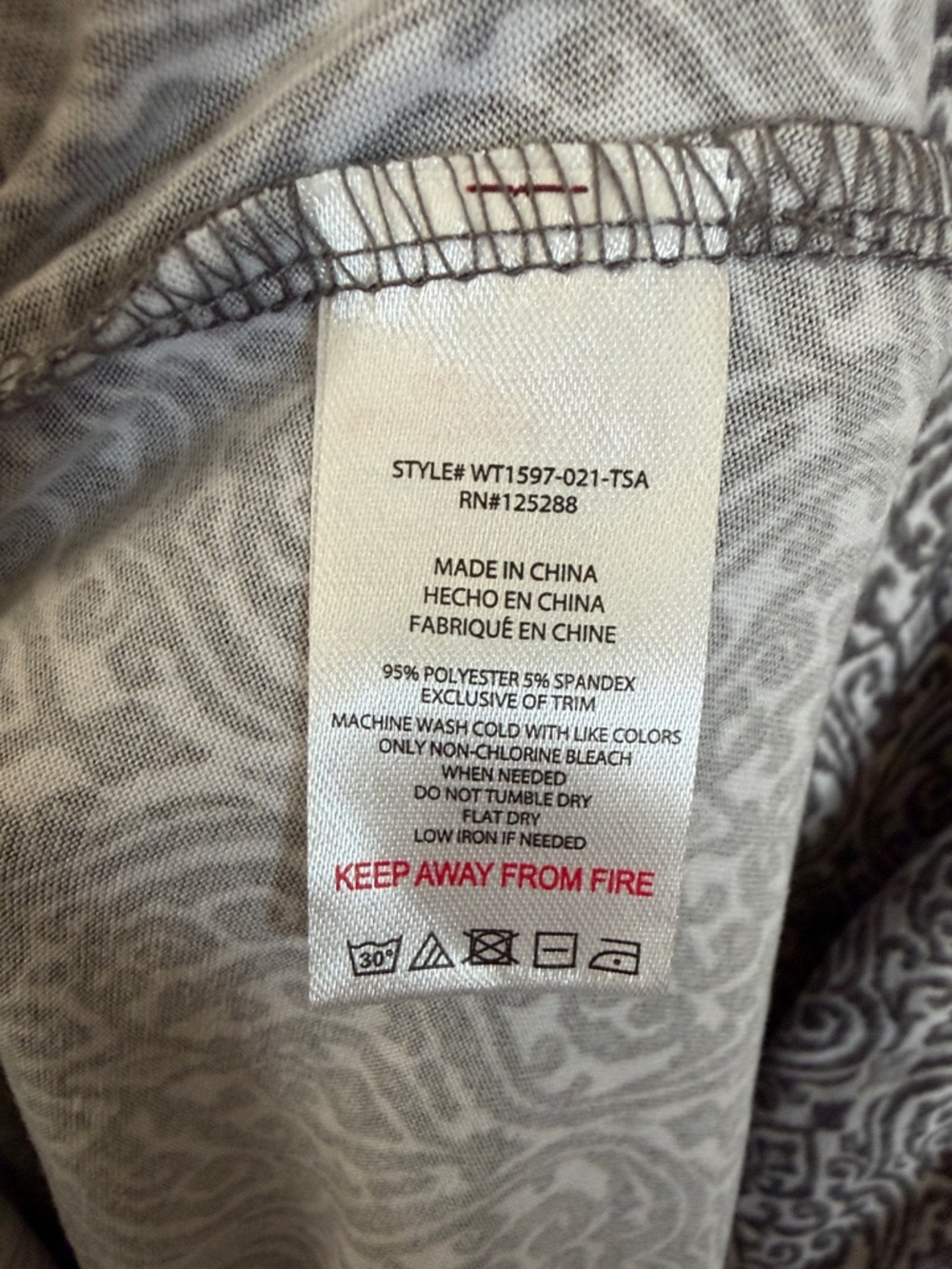 Tahari Gray & White Patterned V-Neck Sleep Shirt - Picture 3 of 5